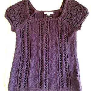 Old Navy Purple Knit Short Sleeve Sweater